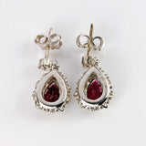 Ellibelle Jewellery Vintage 1979 Ruby & Diamond 18ct White Gold Pear-Cluster Drop Earrings