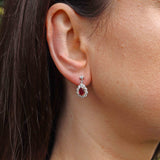 Ellibelle Jewellery Vintage 1979 Ruby & Diamond 18ct White Gold Pear-Cluster Drop Earrings
