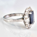 Ellibelle Jewellery Vintage 1979 Sapphire & Diamond 18ct White Gold Cluster Engagement Ring