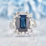 Ellibelle Jewellery Vintage 1979 Sapphire & Diamond 18ct White Gold Cluster Engagement Ring