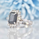 Ellibelle Jewellery Vintage 1979 Sapphire & Diamond 18ct White Gold Cluster Engagement Ring