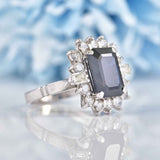 Ellibelle Jewellery Vintage 1979 Sapphire & Diamond 18ct White Gold Cluster Engagement Ring