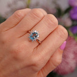 Ellibelle Jewellery Vintage 1980 Aquamarine & Diamond 18ct White Gold Cluster Ring