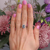 Ellibelle Jewellery Vintage 1980 Aquamarine & Diamond 18ct White Gold Cluster Ring