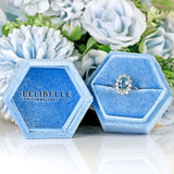 Ellibelle Jewellery Vintage 1980 Aquamarine & Diamond 18ct White Gold Cluster Ring