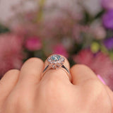 Ellibelle Jewellery Vintage 1980 Aquamarine & Diamond 18ct White Gold Cluster Ring