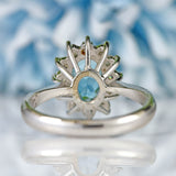 Ellibelle Jewellery Vintage 1980 Aquamarine & Diamond 18ct White Gold Cluster Ring