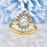 Ellibelle Jewellery Vintage 1980 Aquamarine & Diamond Gold Cluster Ring