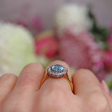 Ellibelle Jewellery Vintage 1980 Aquamarine & Diamond Gold Cluster Ring