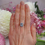 Ellibelle Jewellery Vintage 1980 Aquamarine & Diamond Gold Cluster Ring