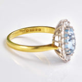 Ellibelle Jewellery Vintage 1980 Aquamarine & Diamond Gold Cluster Ring