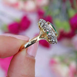 Ellibelle Jewellery Vintage 1980 Emerald & Diamond 18ct Gold Cluster Engagement Ring (3.60cts)