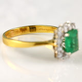 Ellibelle Jewellery Vintage 1980 Emerald & Diamond 18ct Gold Cluster Ring (1.30cts)
