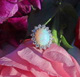 Ellibelle Jewellery Vintage 1980 Opal & Diamond 18ct Gold Cluster Ring (1.85cts)