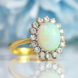 Ellibelle Jewellery Vintage 1980 Opal & Diamond 18ct Gold Cluster Ring (1.85cts)