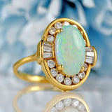 Ellibelle Jewellery Vintage 1980 Opal & Diamond 18ct Gold Statement Dress Ring