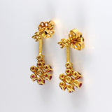 Ellibelle Jewellery Vintage 1980 Ruby & Diamond 18ct Gold Daisy Cluster Drop Earrings