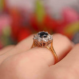 Ellibelle Jewellery Vintage 1980 Sapphire & Diamond 18ct Gold Cluster Ring (1.10cts)