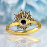 Ellibelle Jewellery Vintage 1980 Sapphire & Diamond 18ct Gold Cluster Ring (1.10cts)