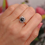 Ellibelle Jewellery Vintage 1980 Sapphire & Diamond 18ct Gold Cluster Ring (1.10cts)
