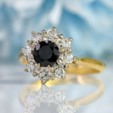 Ellibelle Jewellery Vintage 1980 Sapphire & Diamond 18ct Gold Cluster Ring (1.10cts)