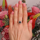 Ellibelle Jewellery Vintage 1980 Sapphire & Diamond 18ct Gold Cluster Ring (1.10cts)