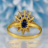 Ellibelle Jewellery Vintage 1980 Sapphire & Diamond 18ct Gold Cluster Ring (2.55cts)