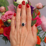Ellibelle Jewellery Vintage 1980 Sapphire & Diamond 18ct Gold Cluster Ring (2.55cts)