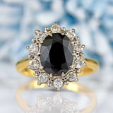 Ellibelle Jewellery Vintage 1980 Sapphire & Diamond 18ct Gold Cluster Ring (3.07ct)