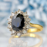 Ellibelle Jewellery Vintage 1980 Sapphire & Diamond 18ct Gold Cluster Ring (3.07ct)