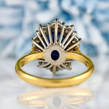 Ellibelle Jewellery Vintage 1980 Sapphire & Diamond 18ct Gold Cluster Ring (3.07ct)