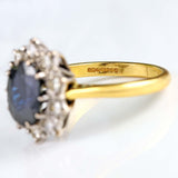 Ellibelle Jewellery Vintage 1980 Sapphire & Diamond 18ct Gold Cluster Ring (3.07ct)