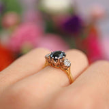 Ellibelle Jewellery Vintage 1980 Sapphire & Diamond 18ct Gold Three-Stone Ring (1.30cts)