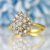 Ellibelle Jewellery Vintage 1980s Diamond 18ct Gold Cluster Ring (0.75cts)