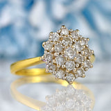 Ellibelle Jewellery Vintage 1980s Diamond 18ct Gold Cluster Ring (0.75cts)