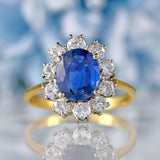 Ellibelle Jewellery Vintage 1980s Sapphire & Diamond 18ct Gold Cluster Ring
