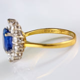 Ellibelle Jewellery Vintage 1980s Sapphire & Diamond 18ct Gold Cluster Ring