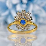Ellibelle Jewellery Vintage 1980s Sapphire & Diamond 18ct Gold Cluster Ring
