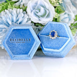 Ellibelle Jewellery Vintage 1980s Sapphire & Diamond 18ct Gold Cluster Ring