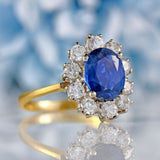Ellibelle Jewellery Vintage 1980s Sapphire & Diamond 18ct Gold Cluster Ring