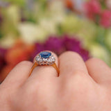 Ellibelle Jewellery Vintage 1980s Sapphire & Diamond 18ct Gold Cluster Ring