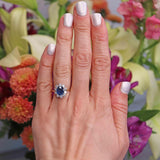 Ellibelle Jewellery Vintage 1980s Sapphire & Diamond 18ct Gold Cluster Ring