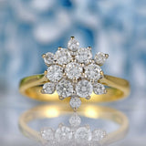 Ellibelle Jewellery Vintage 1981 Diamond 18ct Gold Snowflake Cluster Ring