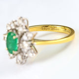 Ellibelle Jewellery Vintage 1981 Emerald & Diamond 18ct Gold Cluster Dress Ring