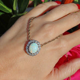 Ellibelle Jewellery Vintage 1981 Opal & Diamond 9ct Gold Pendant Necklace