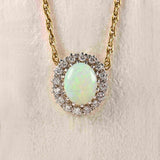 Ellibelle Jewellery Vintage 1981 Opal & Diamond 9ct Gold Pendant Necklace