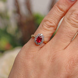 Ellibelle Jewellery Vintage 1981 Ruby & Diamond 18ct Gold Cluster Ring