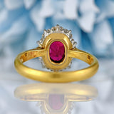 Ellibelle Jewellery Vintage 1981 Ruby & Diamond 18ct Gold Cluster Ring
