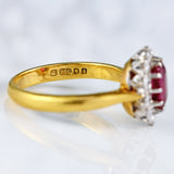 Ellibelle Jewellery Vintage 1981 Ruby & Diamond 18ct Gold Cluster Ring