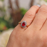 Ellibelle Jewellery Vintage 1981 Ruby & Diamond 18ct Gold Cluster Ring